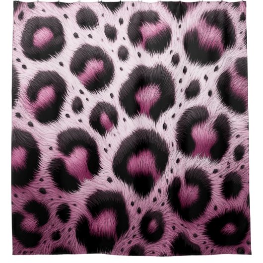 Rosa und schwarzer Leopard Pelztierdruckpunkte Duschvorhang (Vorderseite)
