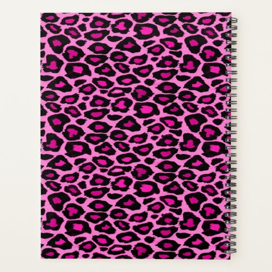 Rosa und schwarzer Leopard | Personalisiert Planer (Rückseite)