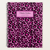 Rosa und schwarzer Leopard | Personalisiert Planer (Vorderseite)