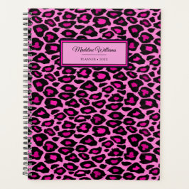 Rosa und schwarzer Leopard | Personalisiert Planer