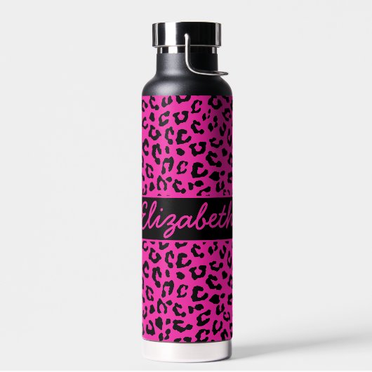 Rosa und schwarzer Leopard Personalisiert Trinkflasche (Links)