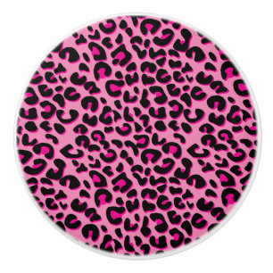Rosa und schwarzer Leopard-Tierdruck Keramikknauf