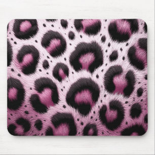 Rosa und schwarzer Leopardenfell-Tierdruck Punkte Mousepad