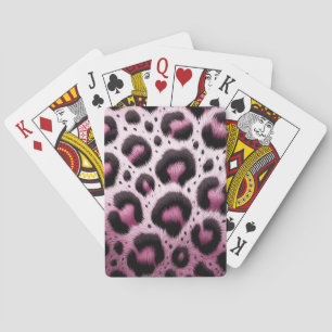 Rosa und schwarzer Leopardenfell-Tierdruck Punkte  Spielkarten