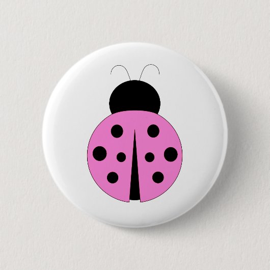 Rosa und schwarzer Marienkäfer Button (Vorderseite)