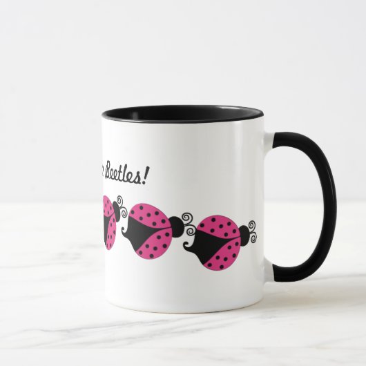 Rosa und schwarzer Marienkäfer-Kaffeebecher Tasse (Rechts)