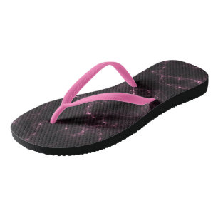 Rosa und schwarzer Marmor Abstrakter Swirl Badesandalen