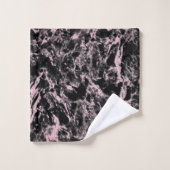 Rosa und schwarzer Marmor Badhandtuch Set (Waschlappen)