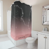 Rosa und schwarzer Marmor Duschvorhang (Beispiel)