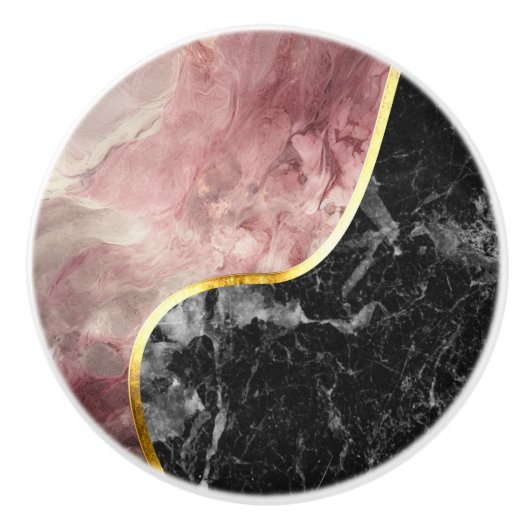 Rosa und schwarzer Marmor Keramikknauf (Vorderseite)