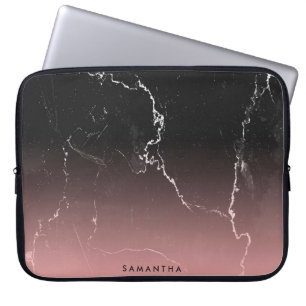 Rosa und schwarzer Marmor Laptopschutzhülle