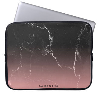 Rosa und schwarzer Marmor Laptopschutzhülle