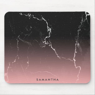 Rosa und schwarzer Marmor Mousepad