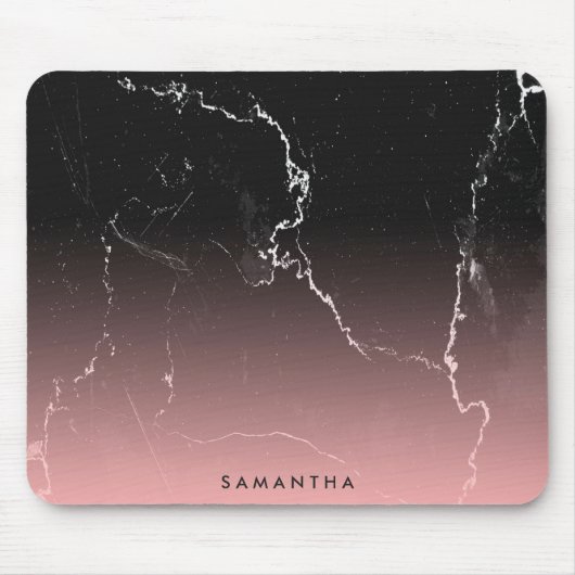 Rosa und schwarzer Marmor Mousepad (Vorne)