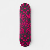 Rosa und schwarzer Neondamast Skateboard (Vorne)