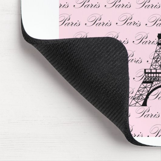 Rosa und schwarzer Paris-Eiffelturm Mousepad (Ecke)