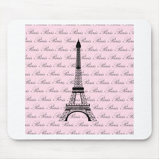 Rosa und schwarzer Paris-Eiffelturm Mousepad (Vorne)