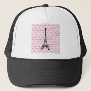 Rosa und schwarzer Paris-Eiffelturm Truckerkappe
