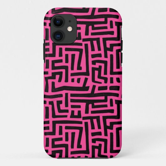 Rosa und schwarzer Pop Kunstgeflecht Case-Mate iPhone Hülle (Rückseite)