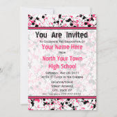 Rosa und Schwarzer Spritzer Abschluss Einladung -  (Vorderseite)