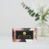 Rosa und schwarzer Stein mit Gold Glitzer Agate Visitenkarte (Stehend Vorderseite)