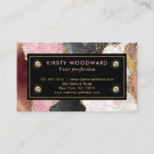 Rosa und schwarzer Stein mit Gold Glitzer Agate Visitenkarte (Rückseite)