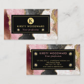 Rosa und schwarzer Stein mit Gold Glitzer Agate Visitenkarte (Vorne/Hinten)