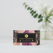 Rosa und schwarzer Stein mit Gold Glitzer Agate Visitenkarte (Stehend Vorderseite)