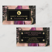 Rosa und schwarzer Stein mit Gold Glitzer Agate Visitenkarte (Vorne/Hinten)