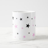 Rosa und schwarzer Stern-riesige Kaffee-Tasse Jumbo-Tasse (Vorderseite)