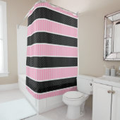 Rosa und schwarzer Tupfen Stripes Muster Duschvorhang (Beispiel)