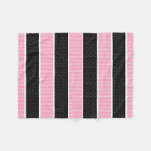 Rosa und schwarzer Tupfen Stripes Muster Fleecedecke (Vorderseite (Horizontal))