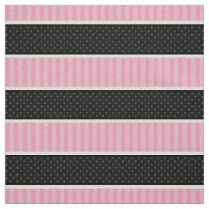 Rosa und schwarzer Tupfen Stripes Muster Stoff