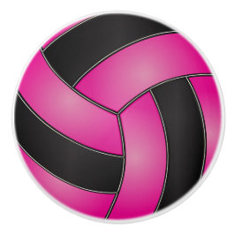 Rosa und schwarzer Volleyball Keramikknauf