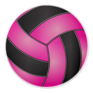 Rosa und schwarzer Volleyball Keramikknauf