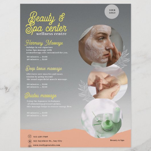 Rosa und schwarzer Wellness-Center Beauty & Wellne Flyer (Vorne)