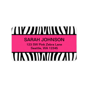 Rosa und schwarzer Zebra Adressaufkleber