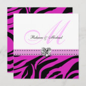 Rosa und schwarzer Zebra Stripes Einladung (Vorne/Hinten)