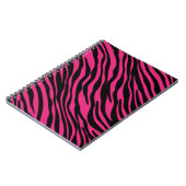 Rosa und schwarzer Zebra Stripes gewundenes Notizblock (Linke Seite)