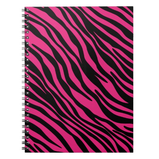 Rosa und schwarzer Zebra Stripes gewundenes Notizblock (Vorderseite)