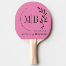 Rosa und schwarzes Blatt Hochzeitsmonogramm