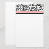 Rosa und schwarzes Blumenmuster Briefpapier (Vorne/Hinten)
