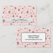 Rosa und schwarzes Blumenmuster Visitenkarte (Vorne/Hinten)