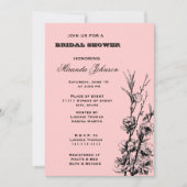 Rosa und schwarzes Brautparty Einladung (Vorderseite)