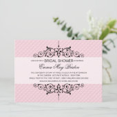 Rosa und schwarzes Brautparty Einladung (Stehend Vorderseite)