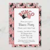 Rosa und schwarzes Bunco Party Einladung (Vorne/Hinten)