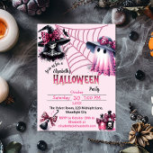 Rosa und schwarzes Coquette Halloween Einladung