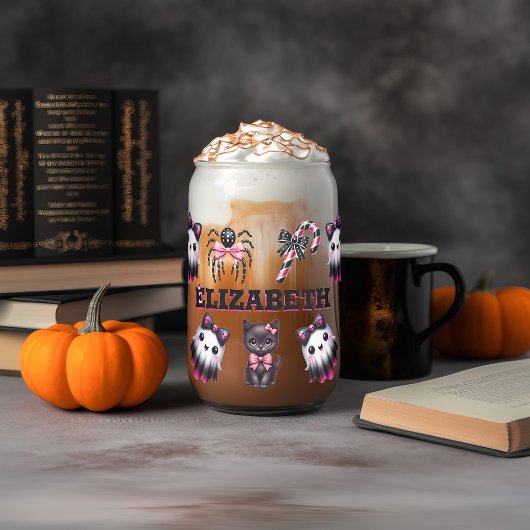 Rosa und schwarzes Coquette Halloween Ghost Dosenglas