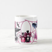 Rosa und schwarzes Coquette Halloween Kaffeetasse (Mittel)