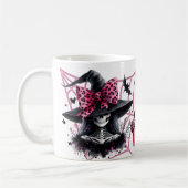 Rosa und schwarzes Coquette Halloween Kaffeetasse (Links)